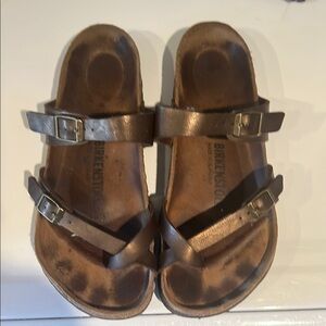 Birkenstock Mayari Metallic Brown Leather Sandals
